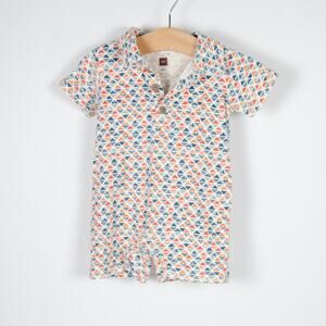 Tea Collection Short Sleeve Cotton Geometric Print Romper Baby 6-12m